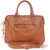 Catwalk Collection Handbags - Women's Leather Tote Shoulder Bag - Ladies Briefcase Work Bag - Additional Cross Body Strap - Tablet/Laptop Messenger Bag - SIENNA - Tan